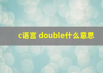 c语言 double什么意思